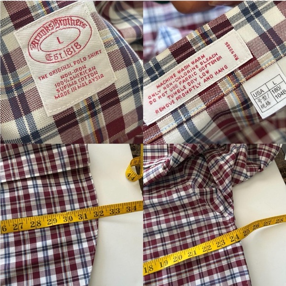 Brooks Brothers The Original Polo Shirt Plaid Burgundy Large. - Picture 8 of 10